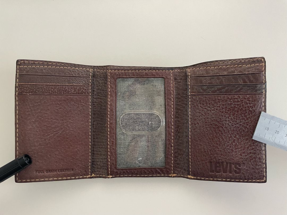 빈티지 리바이스 레더 트리플 폴드 지갑--2