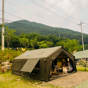 에어텐트 쿠디 파밀리아 킨 카키+전 후실 카페트+전동펌프+에어매트+그라운드시트