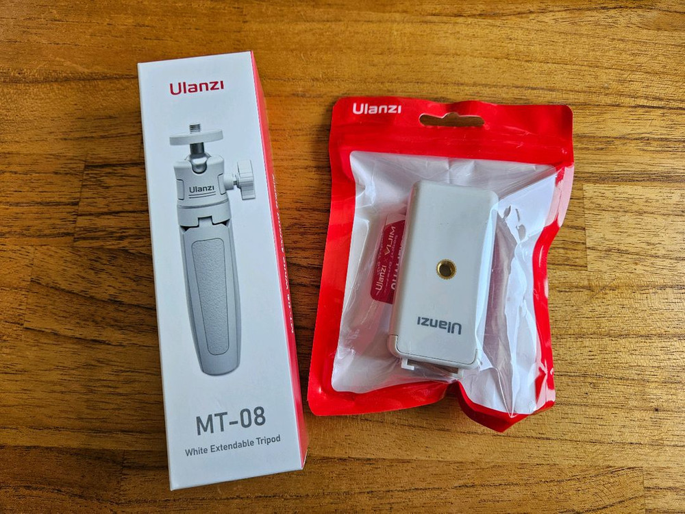 울란지 ST-07 스마트폰 거치대 홀더 + MT-08 삼각대 화이트--0