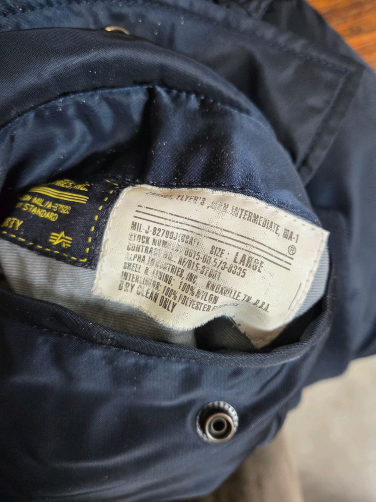 알파인더스트리 초겨울가을 ma-1 항공자켓 L 이미지