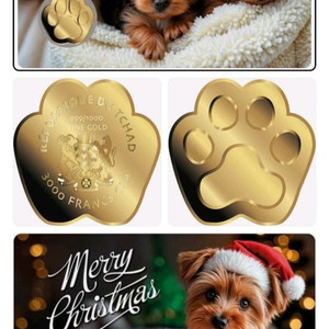 (일괄 판매)차드 공화국 순금 강아지,고양이 발바닥 금화