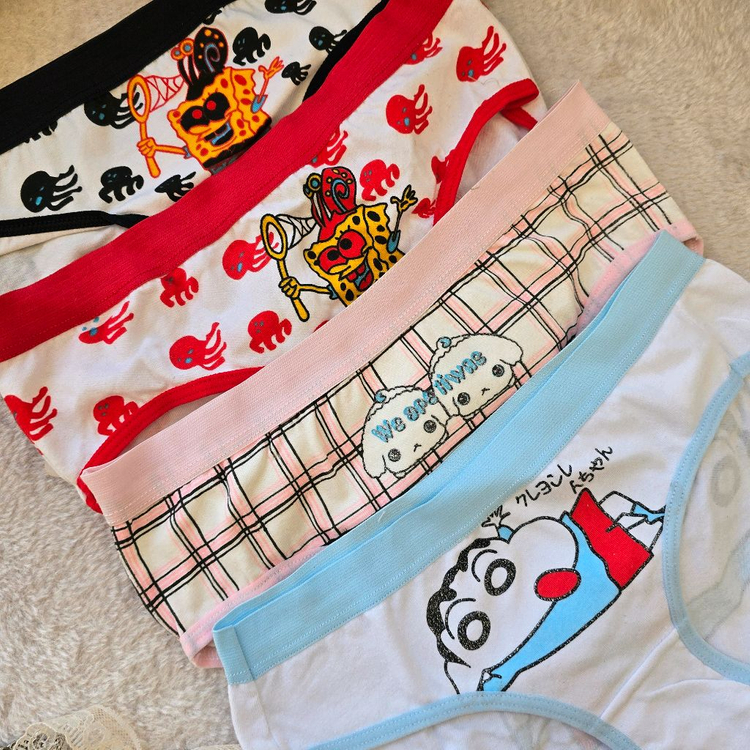 캐릭터 면팬티S(90) 4종 판매 짱구 스펀지밥 부르부르 이미지