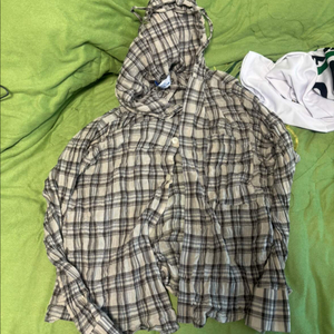 체크 후드셔츠m~L