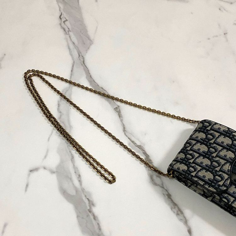 거의새것 디올 새들 오블리크 자카드 버티컬 파우치 휴대폰 가방--1