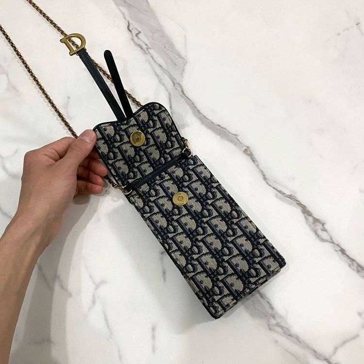 거의새것 디올 새들 오블리크 자카드 버티컬 파우치 휴대폰 가방--3