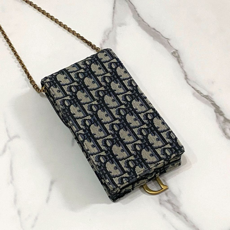 거의새것 디올 새들 오블리크 자카드 버티컬 파우치 휴대폰 가방--5