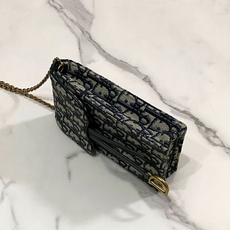 거의새것 디올 새들 오블리크 자카드 버티컬 파우치 휴대폰 가방--6