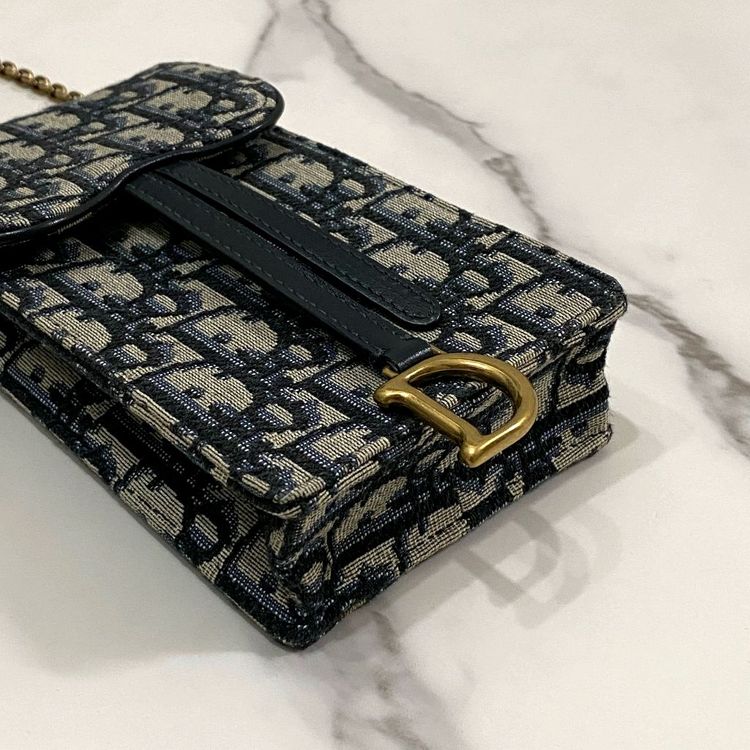 거의새것 디올 새들 오블리크 자카드 버티컬 파우치 휴대폰 가방--7