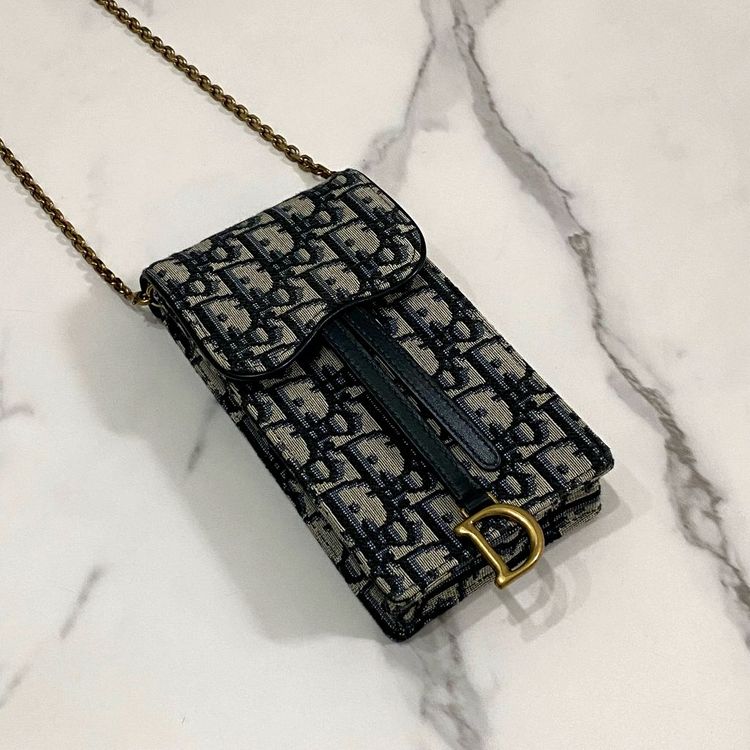 거의새것 디올 새들 오블리크 자카드 버티컬 파우치 휴대폰 가방--8