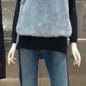 발렌시아 밍크 배색 알파카 울혼방 베스트 66사이즈 새제품 스카이블루컬러