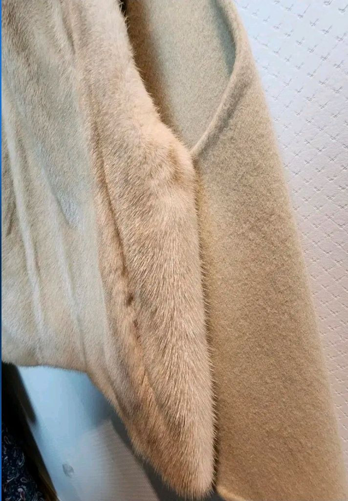 보브 밍크 배색 앙고라 울혼방 베스트 66사이즈 새제품 오트밀베이지컬러--6