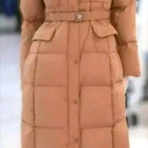 에고이스트 밍크 카라 슬림라인 구스다운 퀼팅 패딩 55사이즈 새제품 베이지컬러