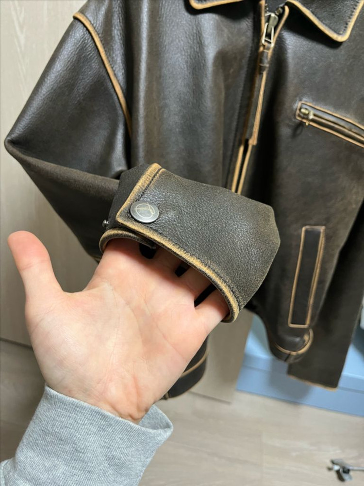 [theopenproduct]더오픈프로덕트 레더자켓 브라운--1