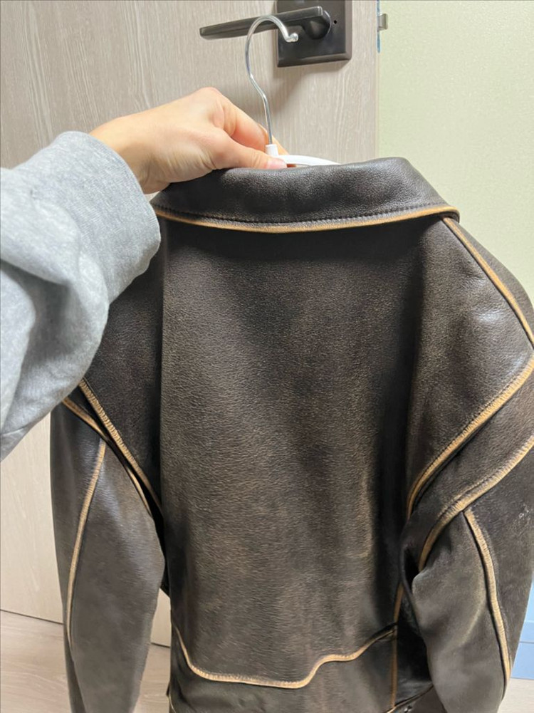 [theopenproduct]더오픈프로덕트 레더자켓 브라운--4