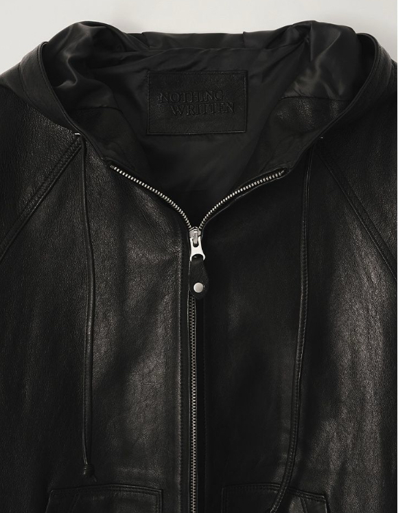(가격인하)[nothingwritten]낫띵리튼 Hooded Leather Blouson Jacket--0