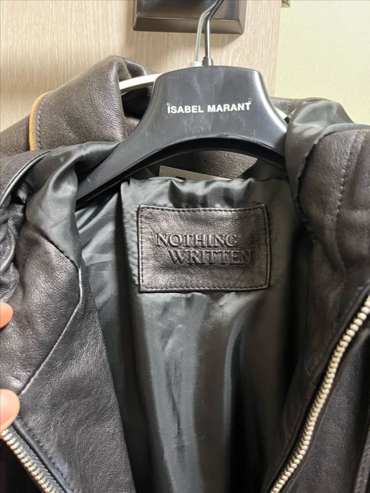 (가격인하)[nothingwritten]낫띵리튼 Hooded Leather Blouson Jacket--4