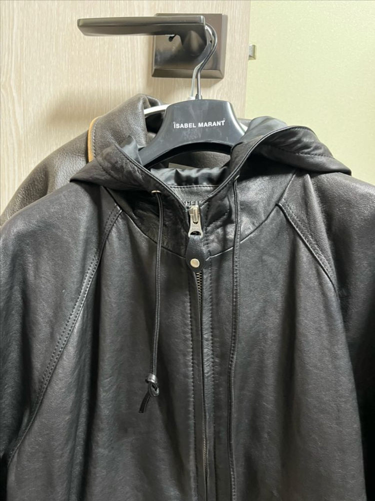 (가격인하)[nothingwritten]낫띵리튼 Hooded Leather Blouson Jacket--5