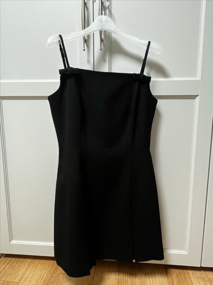 플로움 트위드 리본 원피스 m 웨딩촬영 블랙 미니 원피스 이미지