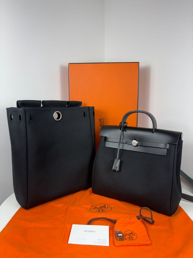 에르메스 에르백 에르백팩 캔버스 블랙--0