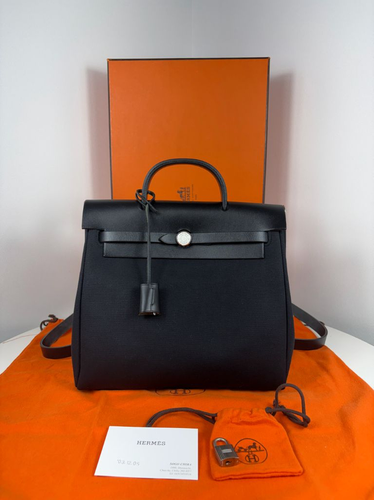 에르메스 에르백 에르백팩 캔버스 블랙--1