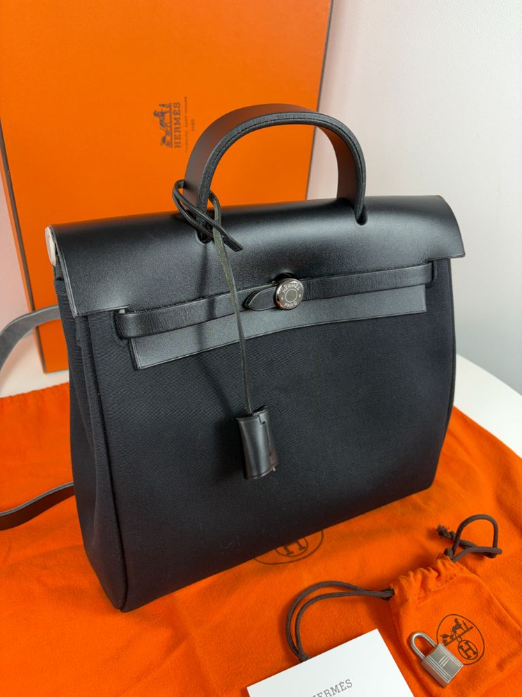 에르메스 에르백 에르백팩 캔버스 블랙--2