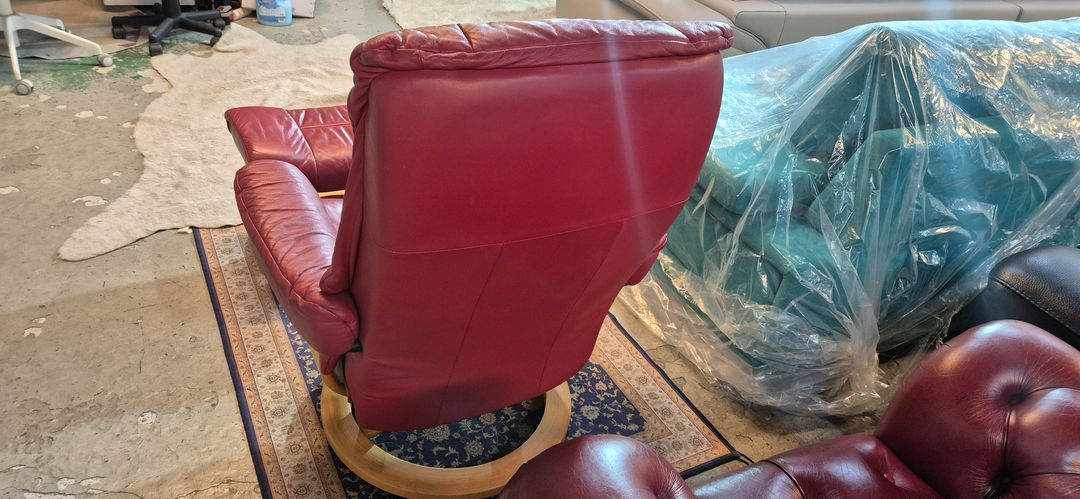 스트레스리스 메이페어 클래식 전체 천연가죽 1인 리클라이너 소파쇼파+스툴--9