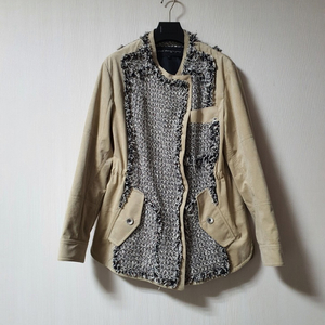 오브제 OBZEE 트위드 인조 가죽 자켓 1사이즈