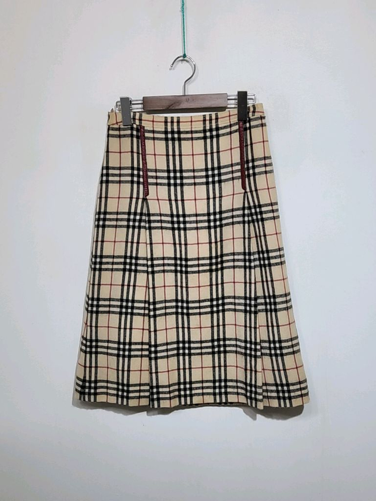 (27) 버버리 울스커트 노바체크 알파카 모직치마--0