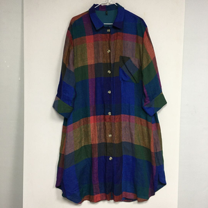 22 베네통 멀티체크 린넨 원피스 91