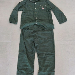 이브니에 그린 체크 강아지 남자 잠옷세트 100