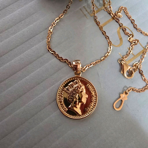 18k핑크골드 엘리자베스 주화 목걸이