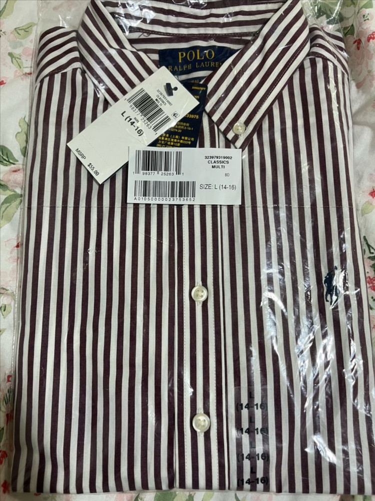 (미개봉) 폴로 보이즈 스트라이프 포플린 셔츠 L--3