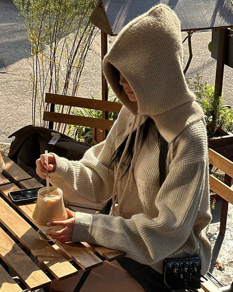 새상품) 다이닛 울 바라클라바 베이지색--3