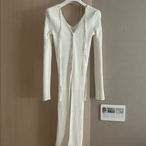 렉토 롱드레스 가디건 화이트