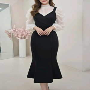 머메이드 라인 뷔스티에 볼륨 롱원피스ㅡ무배