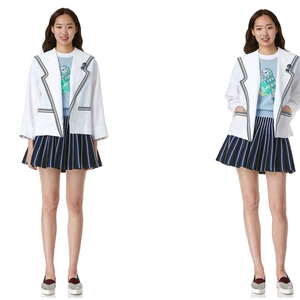 급처상태좋음!럭키슈에뜨 세일러카라 소매레터링 조보아 자켓 36사이즈