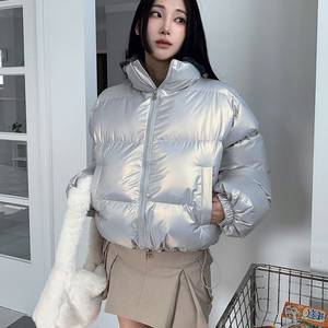 비터셀즈 패딩 글로시 크롭 푸퍼 패딩 유광 패딩 (실버 55-66