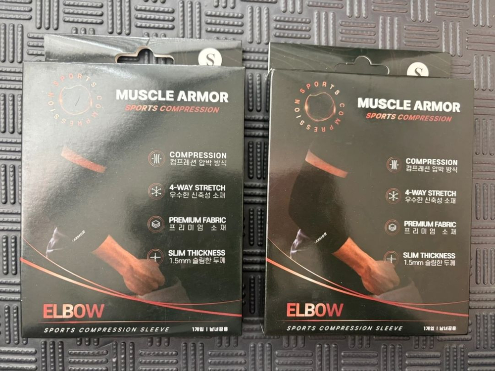 머슬아머 스포츠 팔꿈치 보호대 S 새상품 (헬스 골프 테니스엘보 보호대)--2