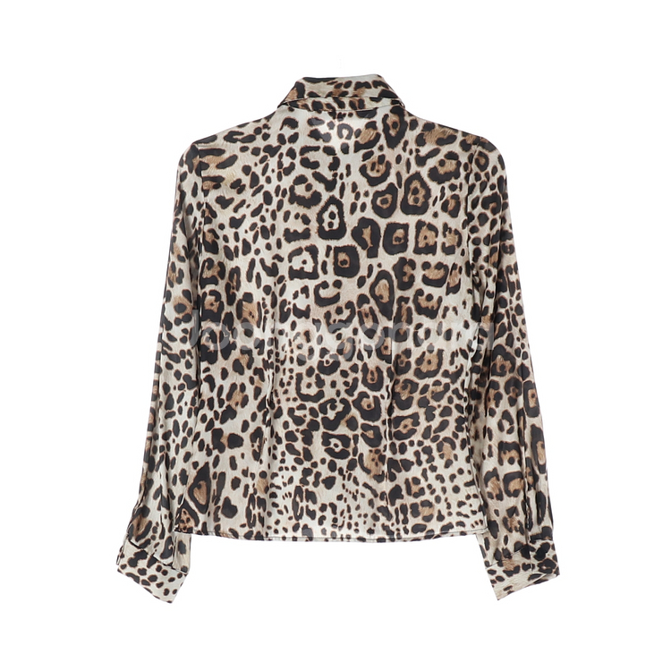 ZARA 자라 레오파드 리본 타이 셔츠 블라우스--1