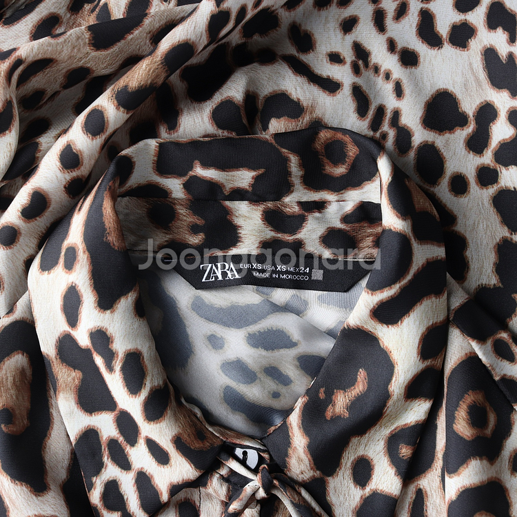 ZARA 자라 레오파드 리본 타이 셔츠 블라우스--4