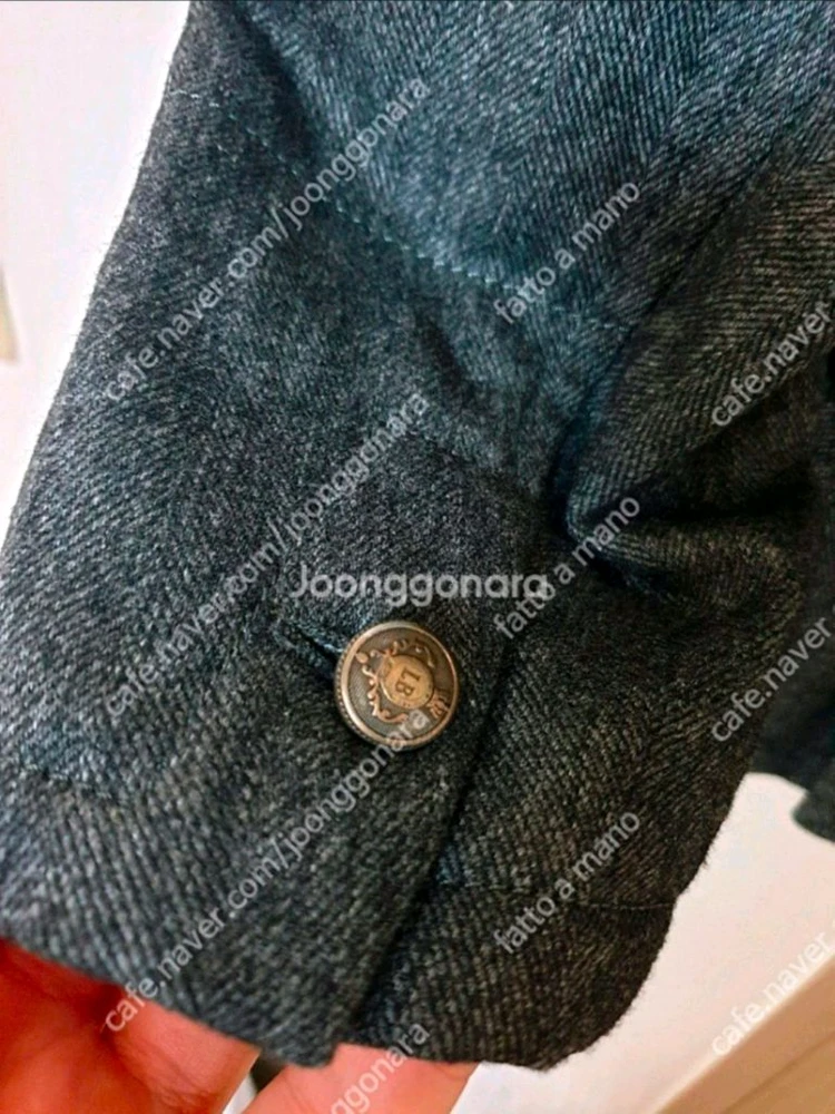 루이지 보렐리 헤링본 패디드 피코트 48 차콜그레이 이미지