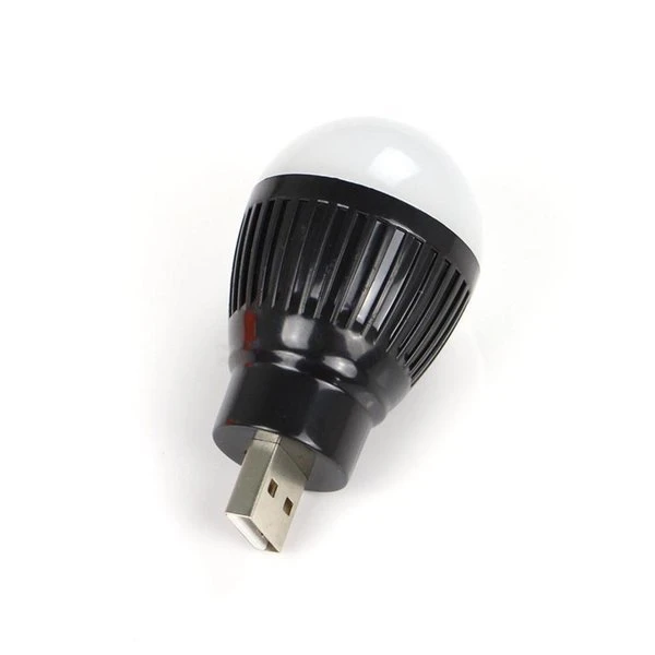 새 2개 검정색 차량용 USB 램프 미니 전구 휴대용 LED 조명 노트북 독서 이미지