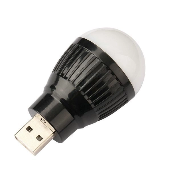 새 2개 검정색 차량용 USB 램프 미니 전구 휴대용 LED 조명 노트북 독서 이미지