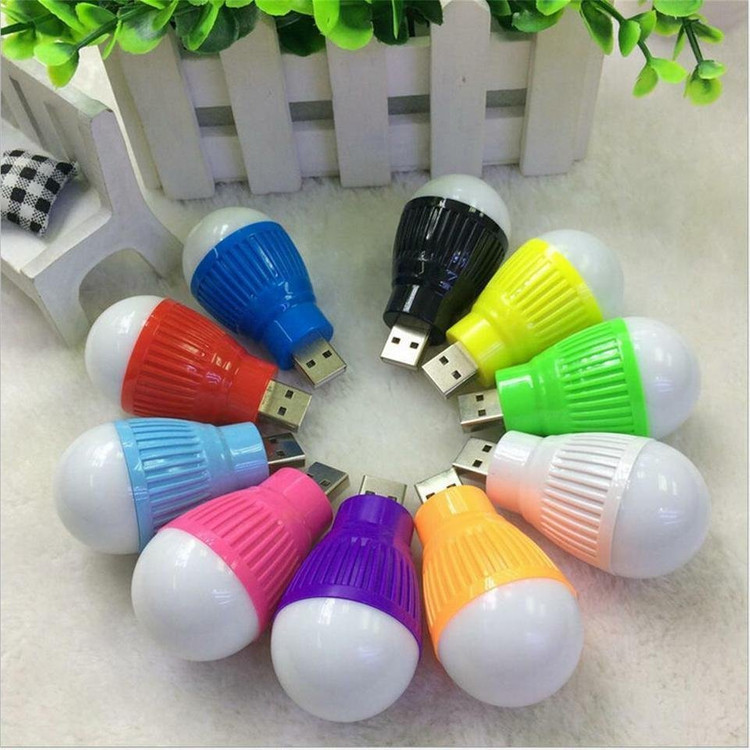 새 2개 검정색 차량용 USB 램프 미니 전구 휴대용 LED 조명 노트북 독서 이미지