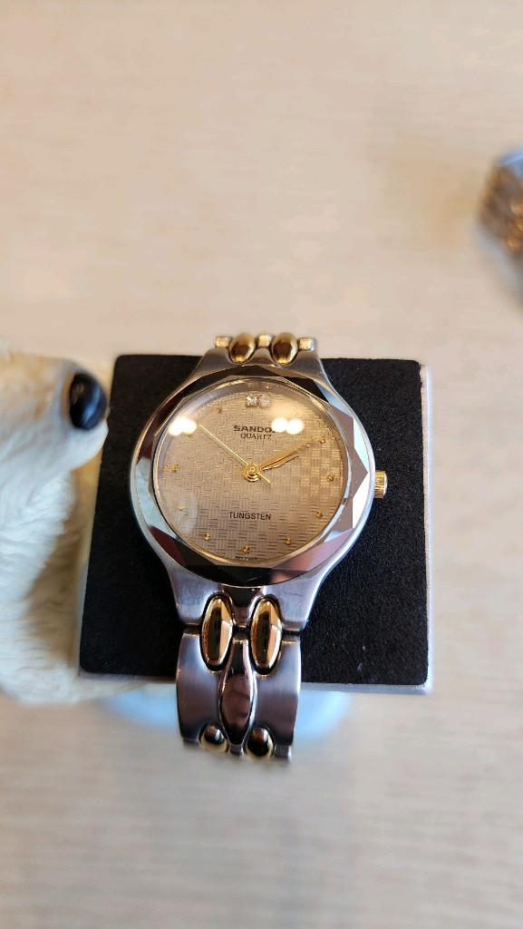 산도즈텅스텐베젤18k골드크라운용커플시계1쌍--7