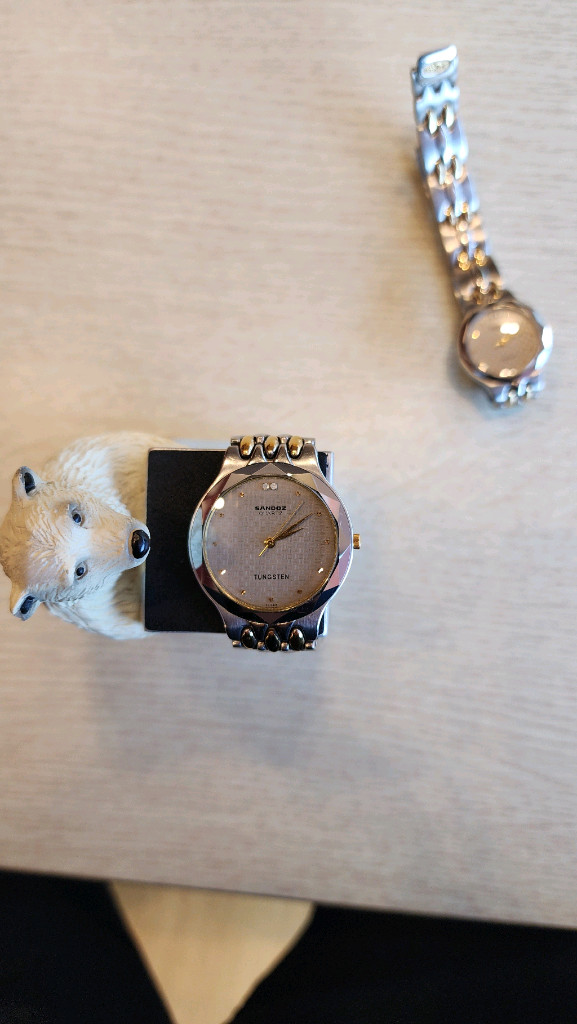 산도즈텅스텐베젤18k골드크라운용커플시계1쌍--9