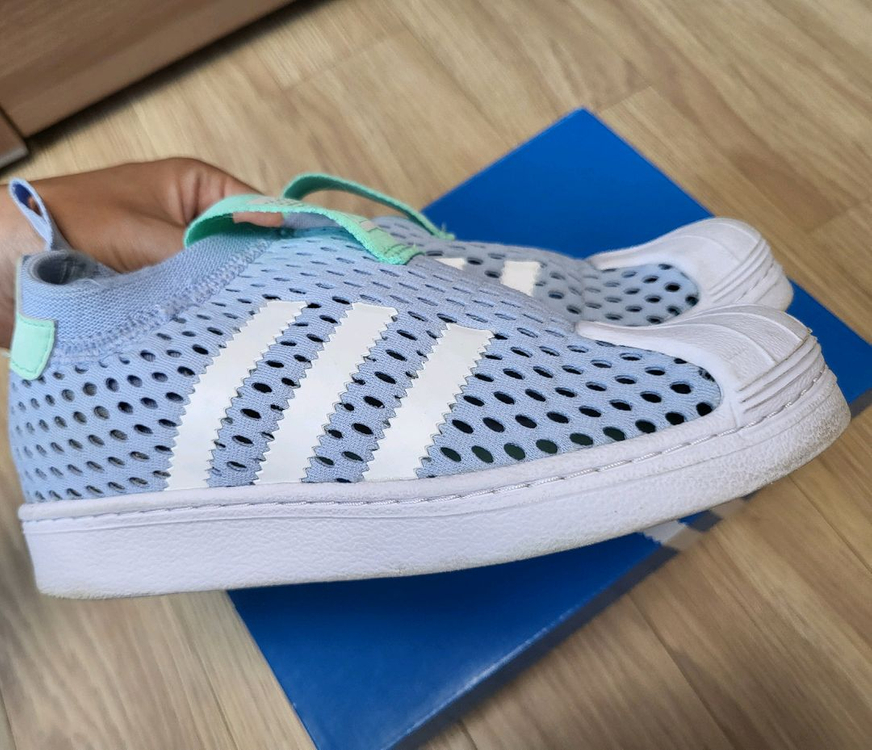 아디다스 슈퍼스타 메쉬 하늘색 운동화 180사이즈--4