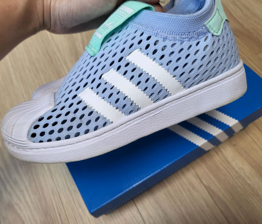 아디다스 슈퍼스타 메쉬 하늘색 운동화 180사이즈--5