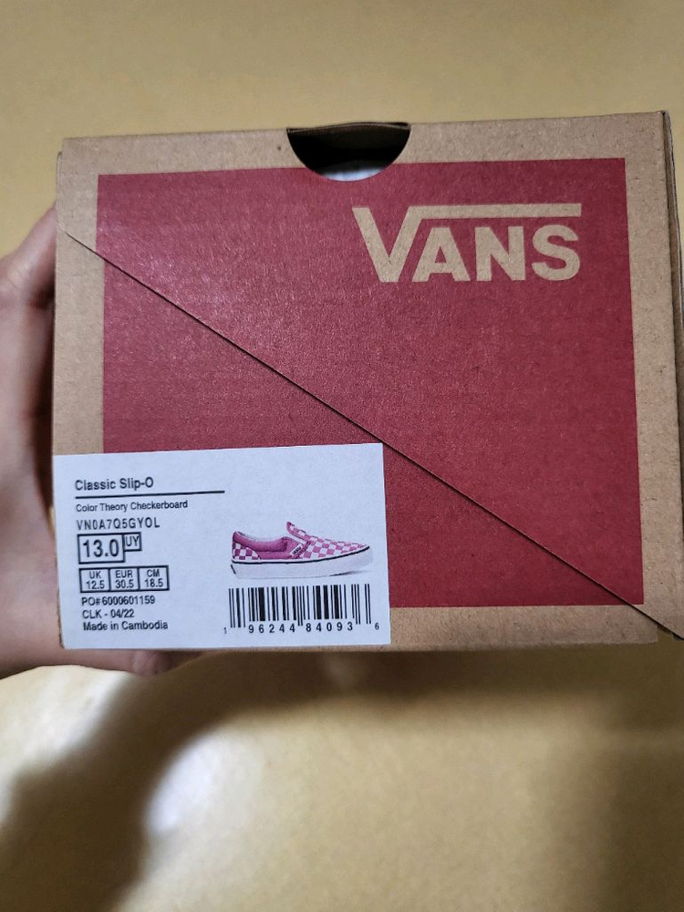 반스 체커보드 슬립온 진핑크 185사이즈--5