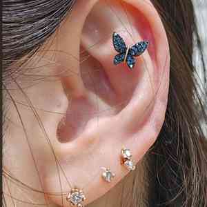 14k 나비 청다이아 피어싱 귀걸이/한쌍